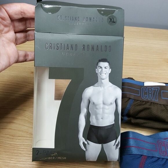 CRISTIANO RONALDO CR7 Boxer Briefs Mens XL Blue Brown Microfiber Mesh Logo - Picture 3 of 6